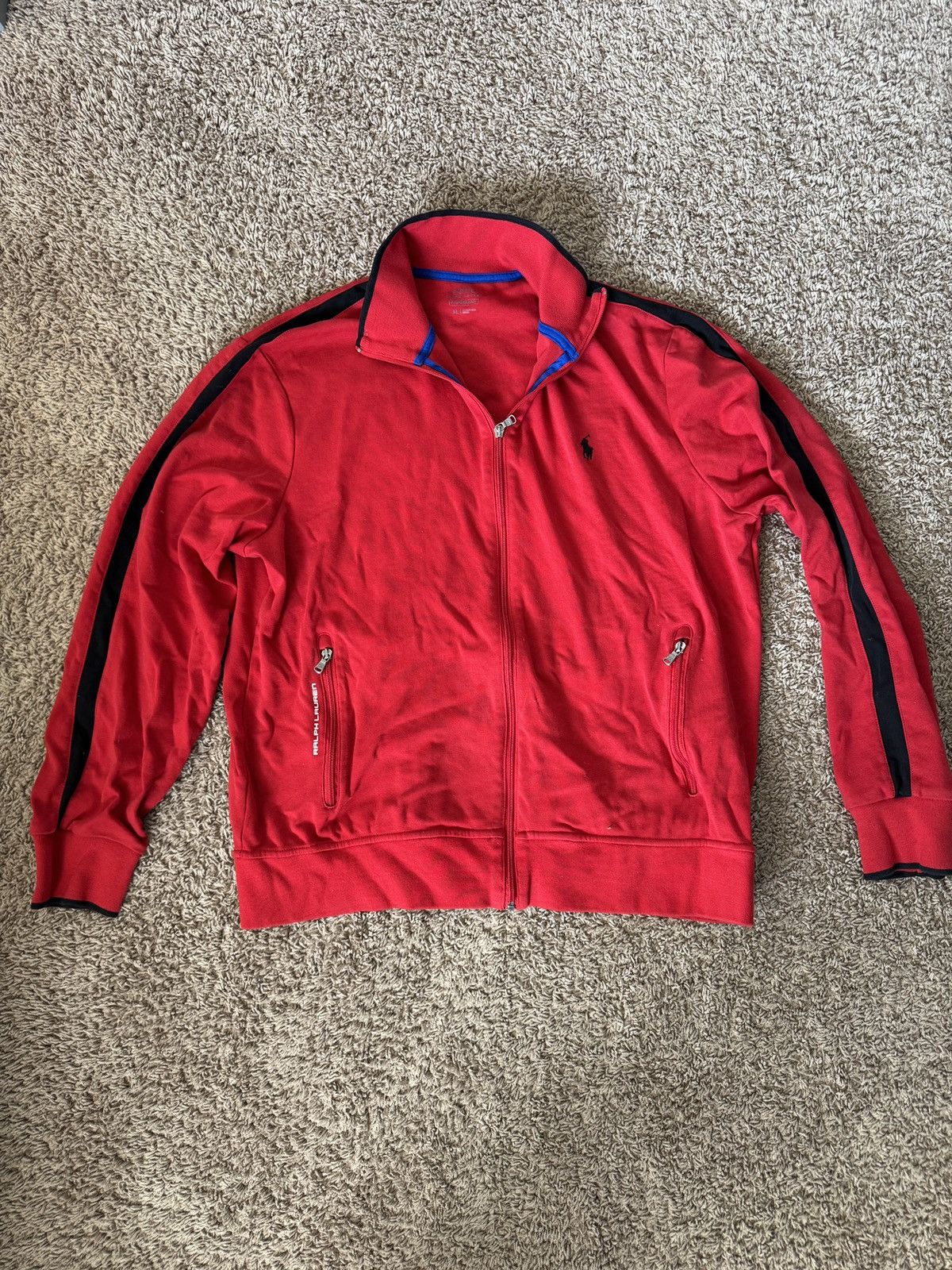 Polo Ralph Lauren Polo Ralph Lauren red black stripes full zip cotton jacket Size US XL / EU 56 / 4 - 1 Thumbnail