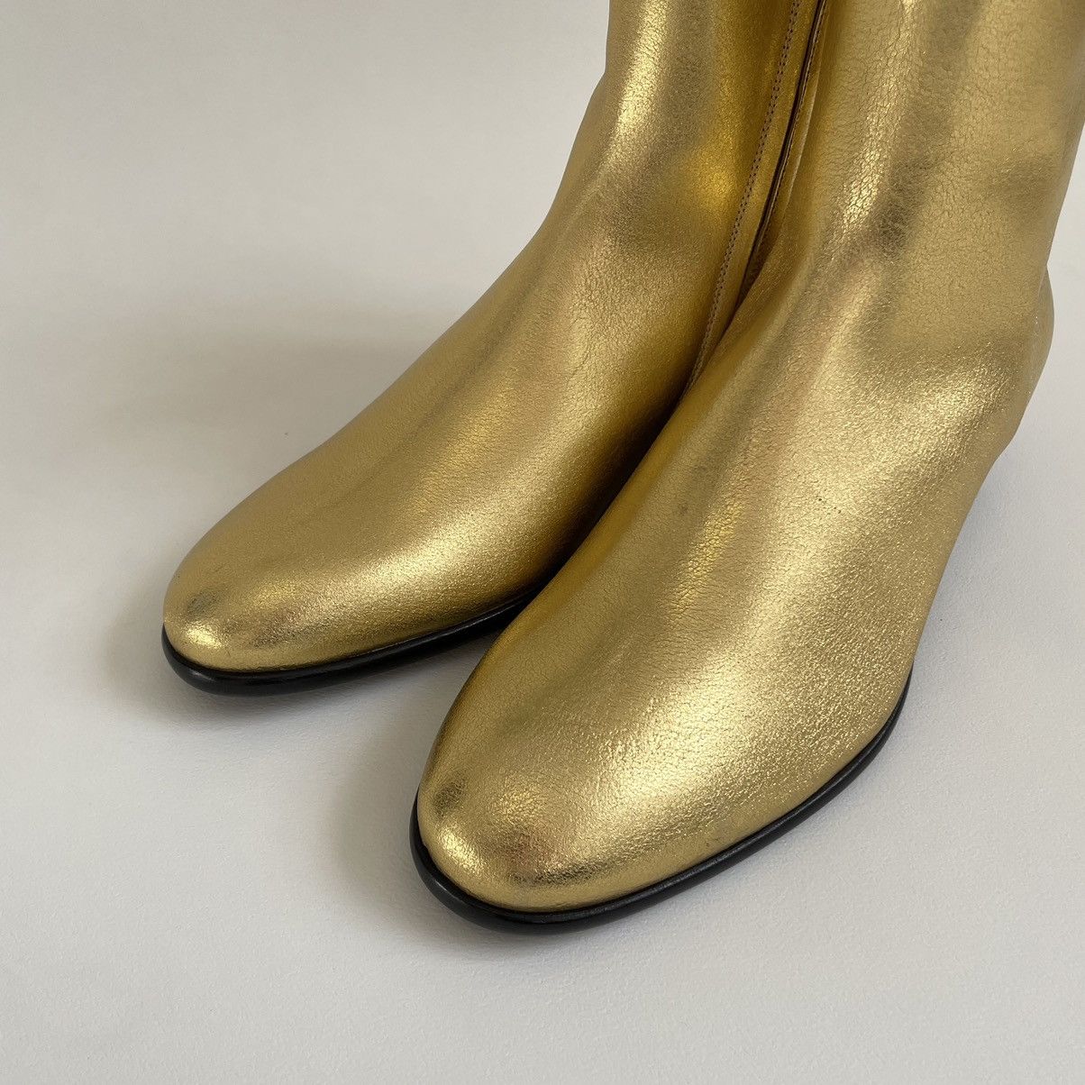 Maison Margiela S/S 17 Cuban Heel 'Gold Leather' Boots Size US 8 / EU 41 - 8 Thumbnail