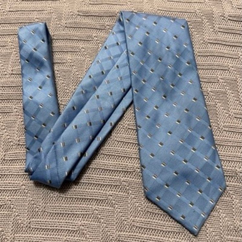 Marks & Spencer Marks & Spencer light blue plaid silk tie Size ONE SIZE - 1 Thumbnail