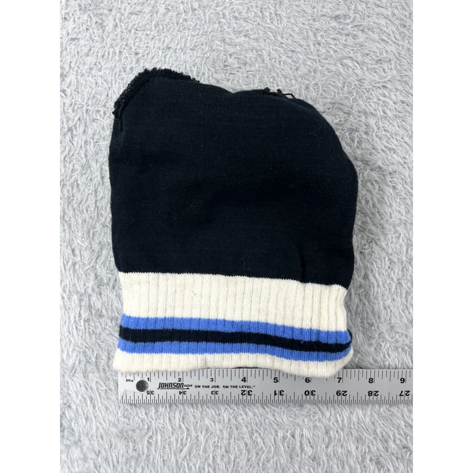 Vintage Baltimore Beanie Toque Adult One Size Blue White Stripe Knit Acrylic Ski Pom Beanie Mens Winter Size ONE SIZE - 7 Thumbnail