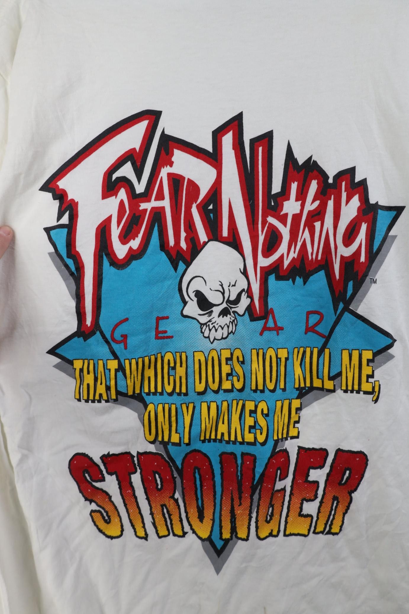Vintage Vintage 90s Streetwear Gear Skull Skeleton T-Shirt White Size US L / EU 52-54 / 3 - 17 Thumbnail