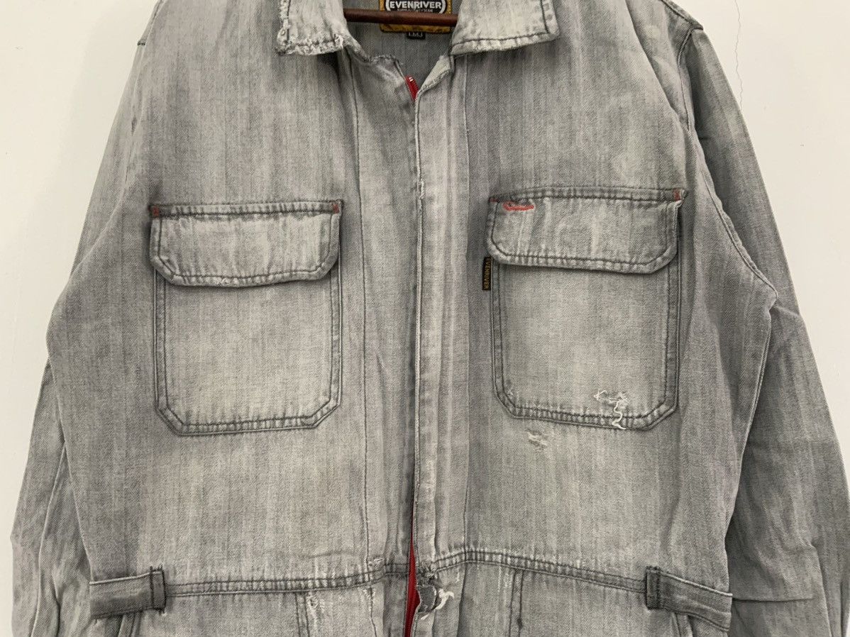 Japanese Brand Evenriver Fade Distressed Denim Coveralls Size US 40 / EU 56 - 4 Thumbnail