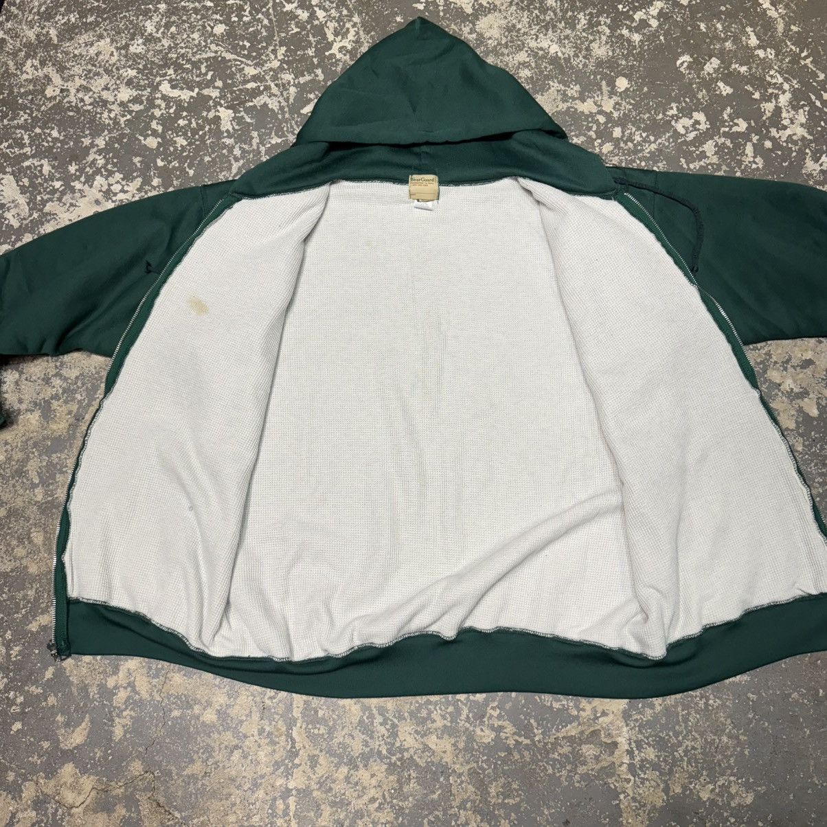 Vintage Vintage Wear Guard Green Waffle Insulated Thermal Zip Hoodie Size US XL / EU 56 / 4 - 4 Thumbnail