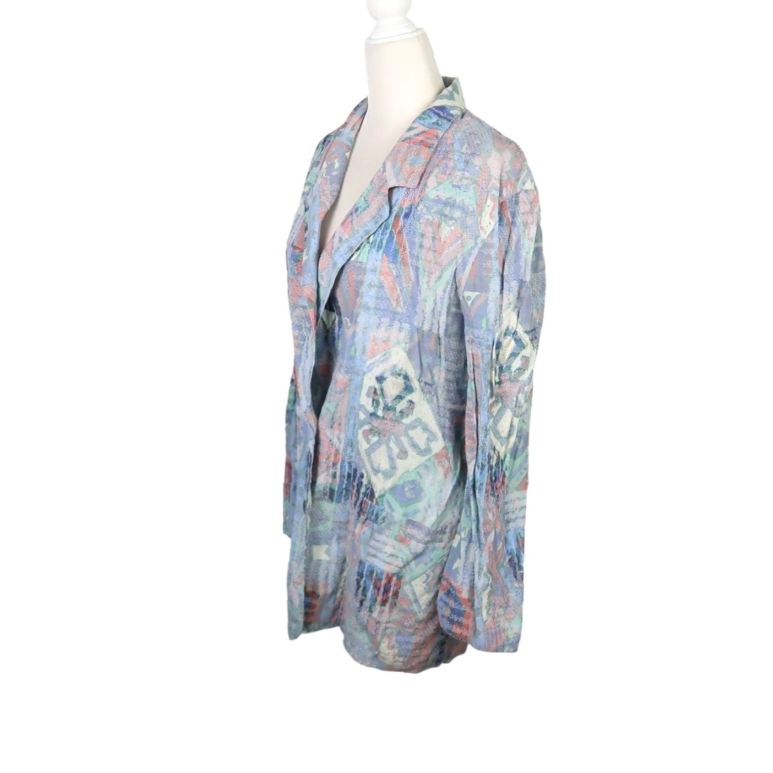 Vintage VINTAGE 90s Seasons Sport Blazer Geometric Southwestern Light Blue Women's Size 10 Long Sleeve Button Closure Casual Workwear Mens Womens Boys Girls Size L / US 10 / IT 46 - 3 Thumbnail
