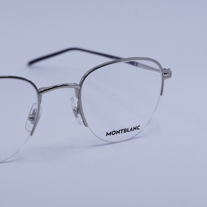 Montblanc Montblanc MB0129O 001 Eyeglasses Silver 49mm Geometric Frame Size ONE SIZE - 6 Thumbnail