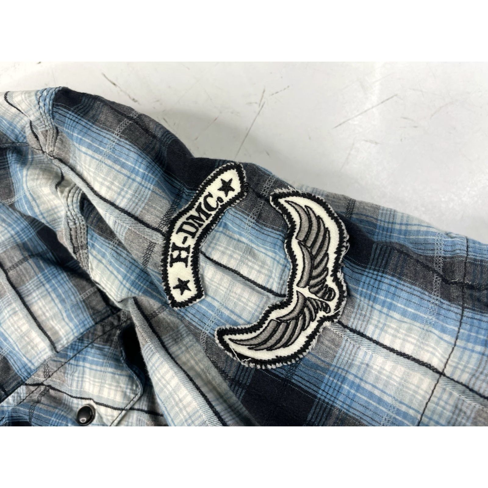 Harley Davidson Harley-Davidson Shirt XL Men Plaid Short Sleeve Button Up Blue Black with Embroidered Patches Size US XL / EU 56 / 4 - 4 Thumbnail