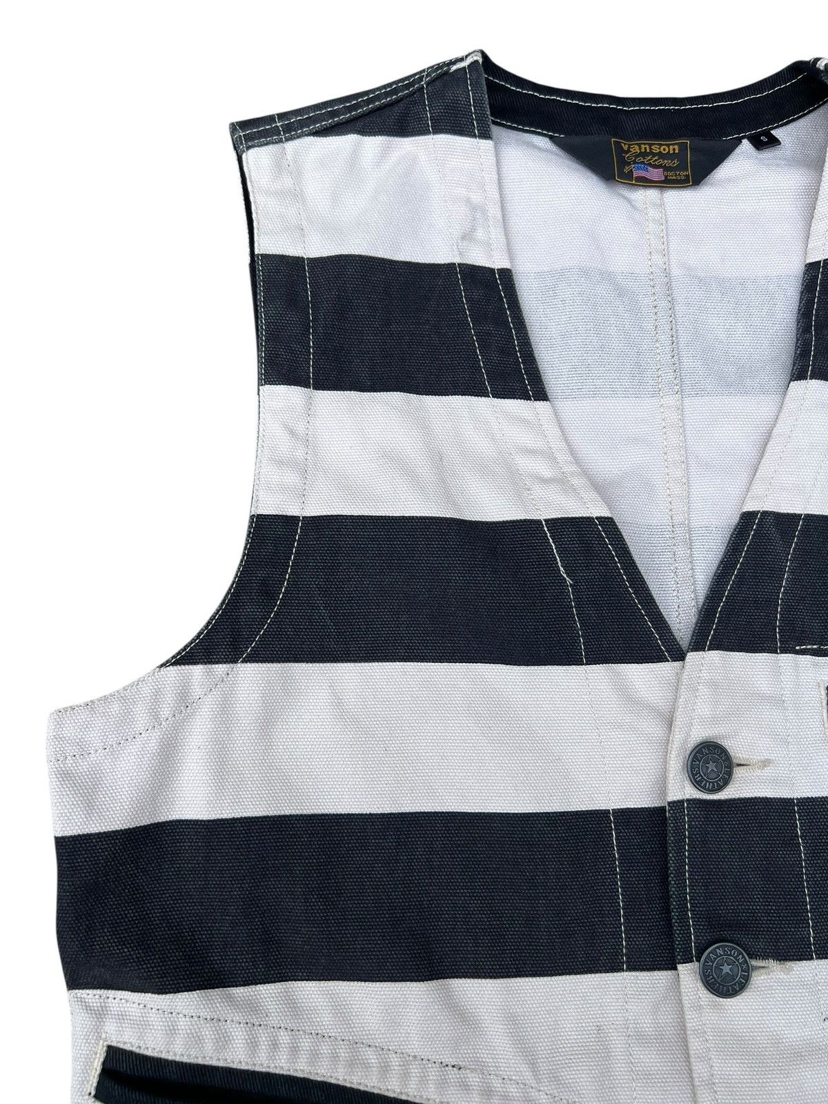 Vanson Leathers Vanson Cottons Jailer Border Striped Cotton Canvas Vest Size US S / EU 44-46 / 1 - 7 Thumbnail