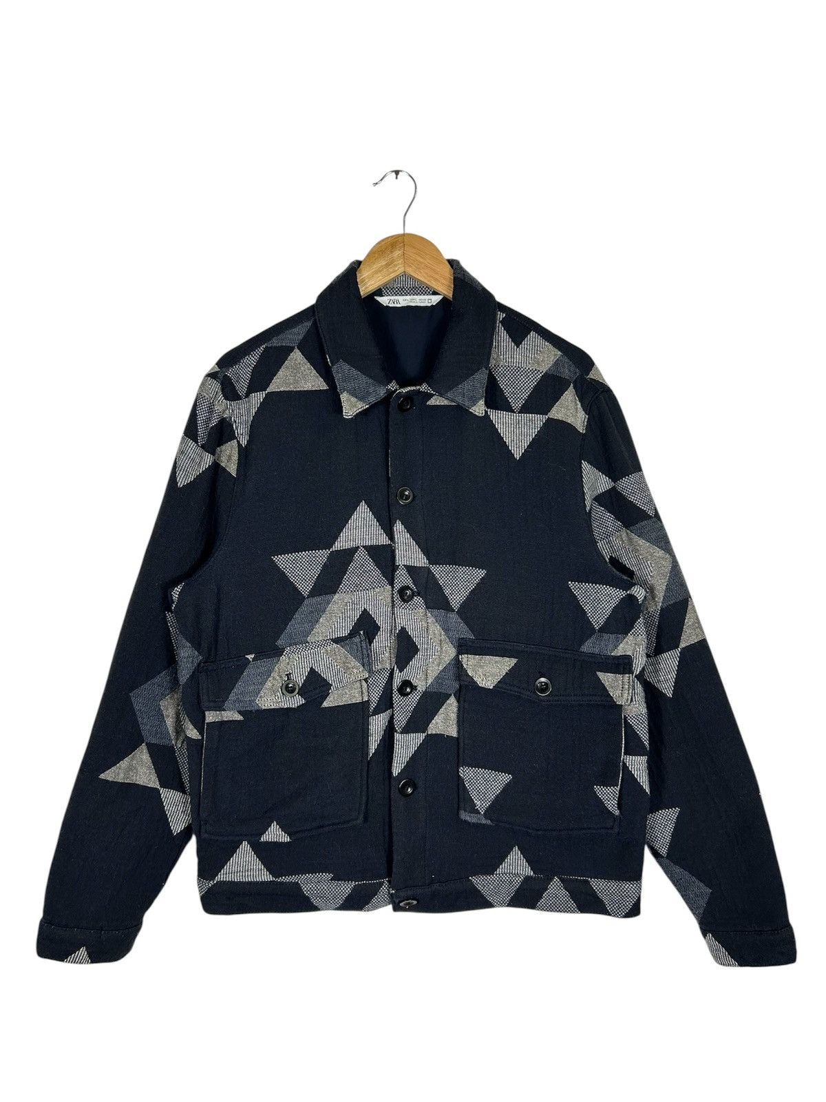 Zara ZARA Geometric Pattern Padded Jacket Abstract Triangle Print Size US L / EU 52-54 / 3 - 1 Thumbnail