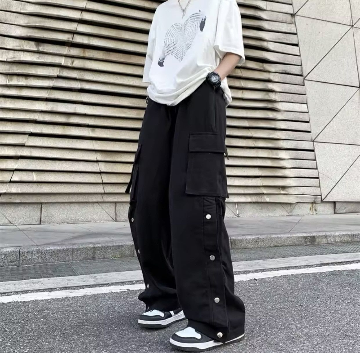 Designer × Japanese Brand Button Drawstring Cargo Pants European American Style Size US 26 / EU 42 - 1 Thumbnail