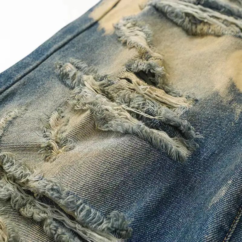 Japanese Brand × Jean Vintage loose casual ripped tie-dye jeans Size US 33 - 3 Thumbnail
