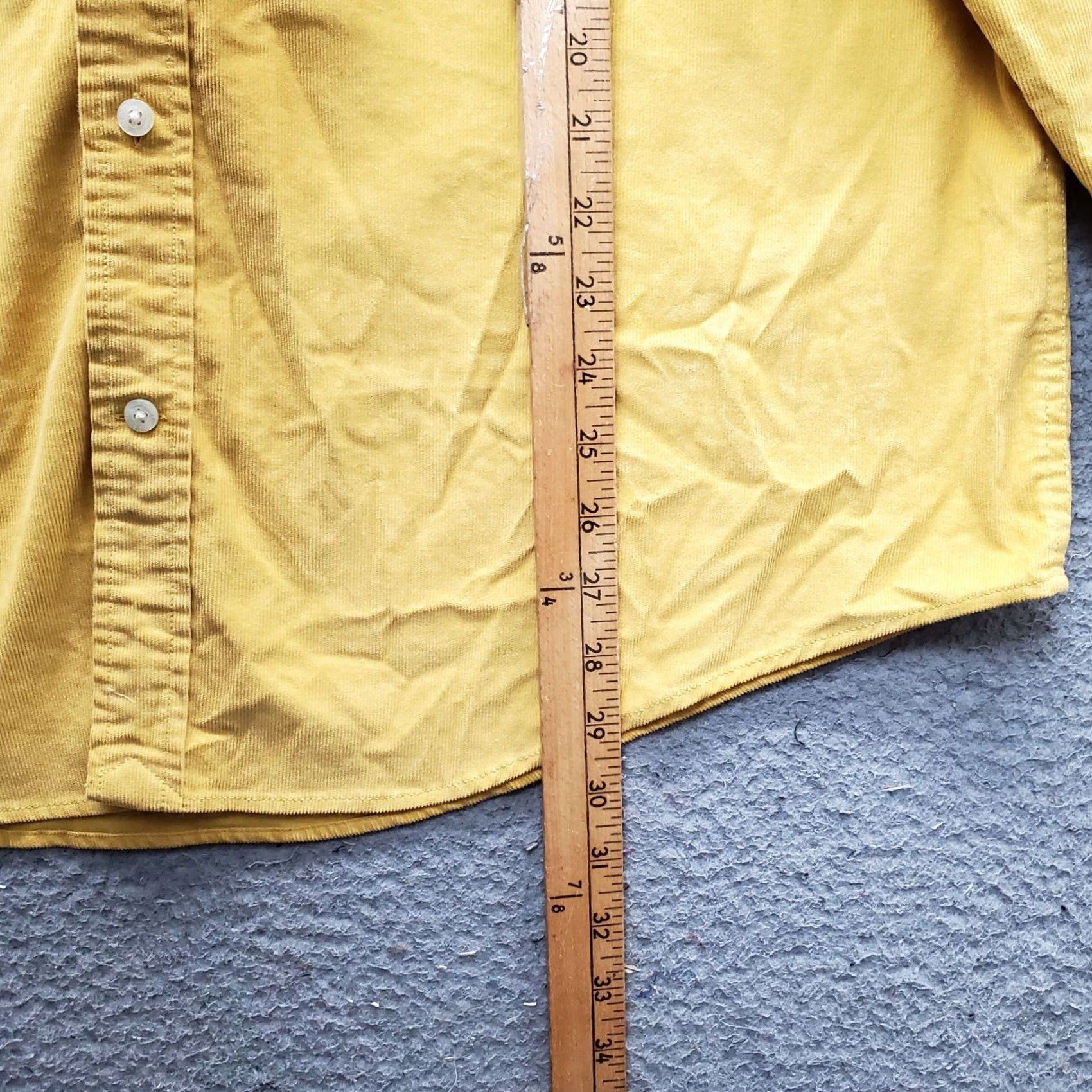 Lands' End Lands' End Dress Shirt XL Yellow Corduroy Traditional Fit Long Sleeve Collar Men Size 46R - 3 Thumbnail