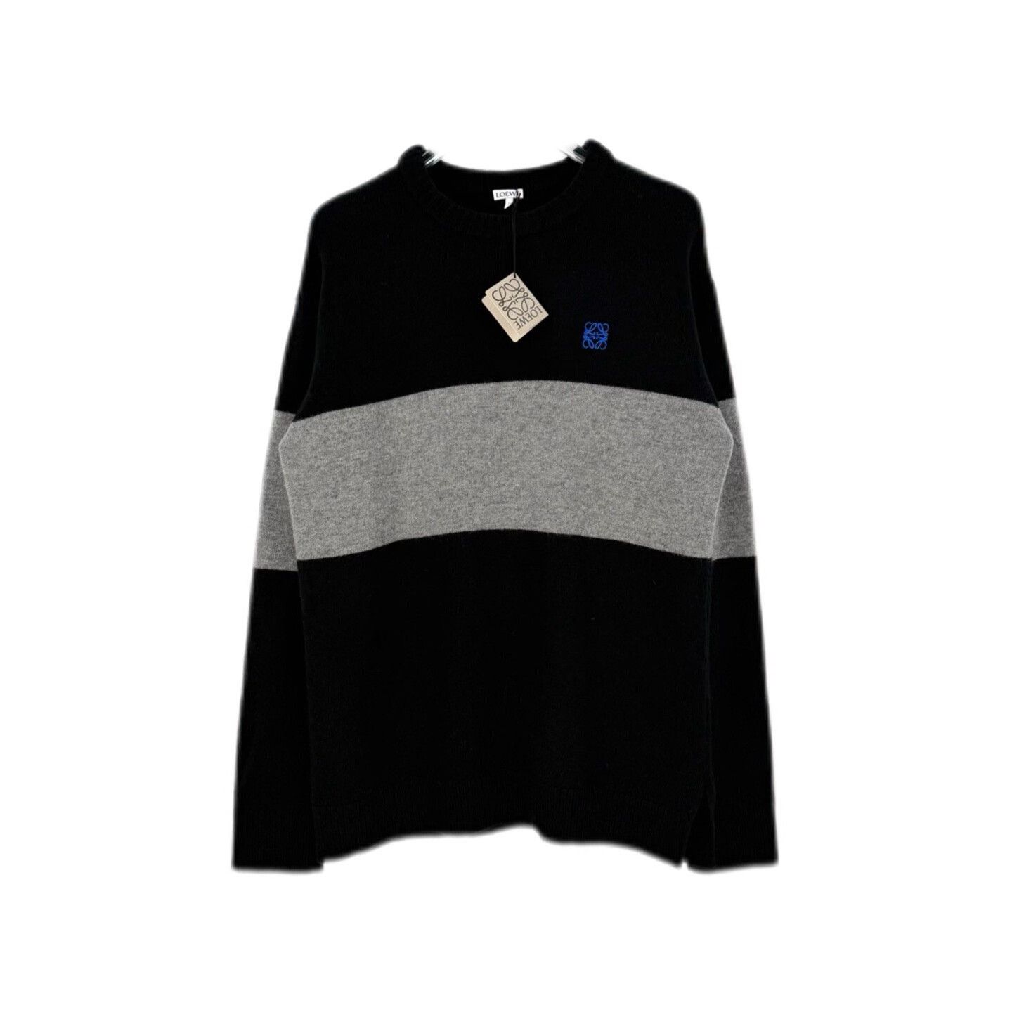 Loewe Loewe Black and Gray Striped Logo Sweater Size US L / EU 52-54 / 3 - 1 Thumbnail
