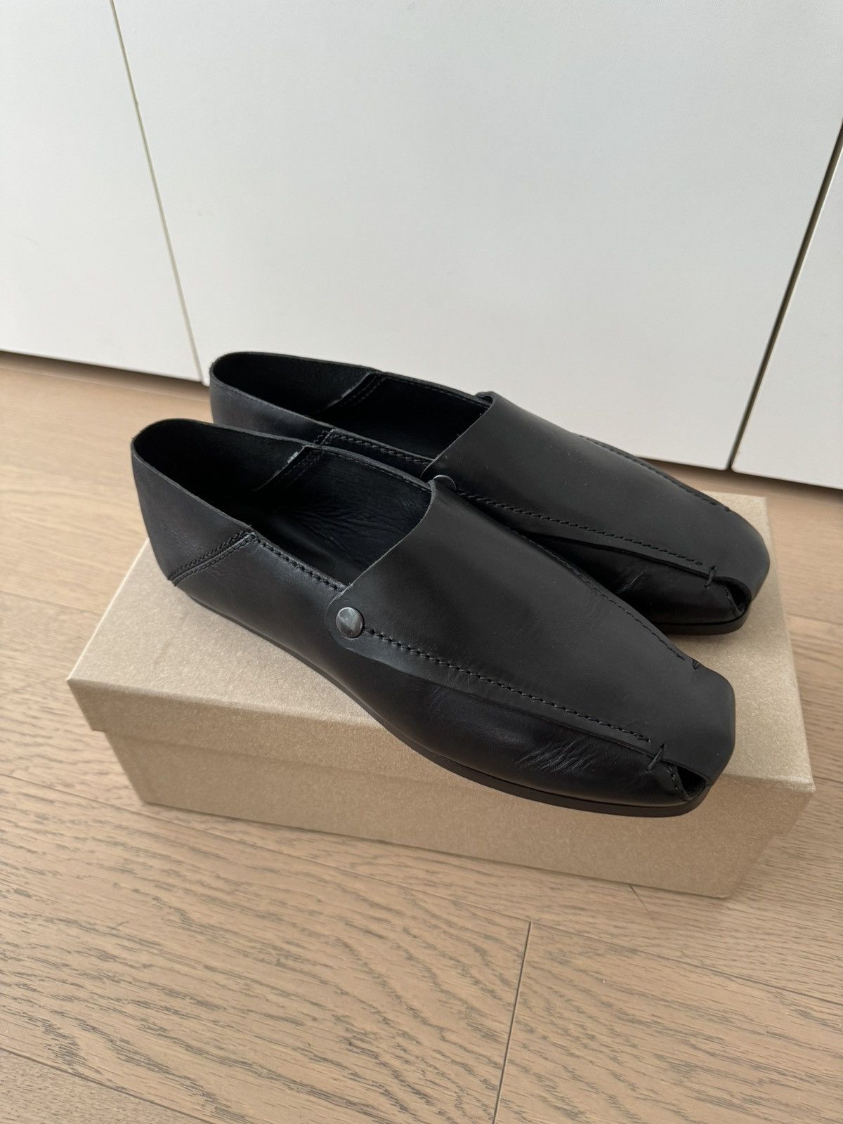 image of Lemaire Collapsible-Hell Folded Leather Loafers 43 Ss22 in Black, Men's (Size 10)