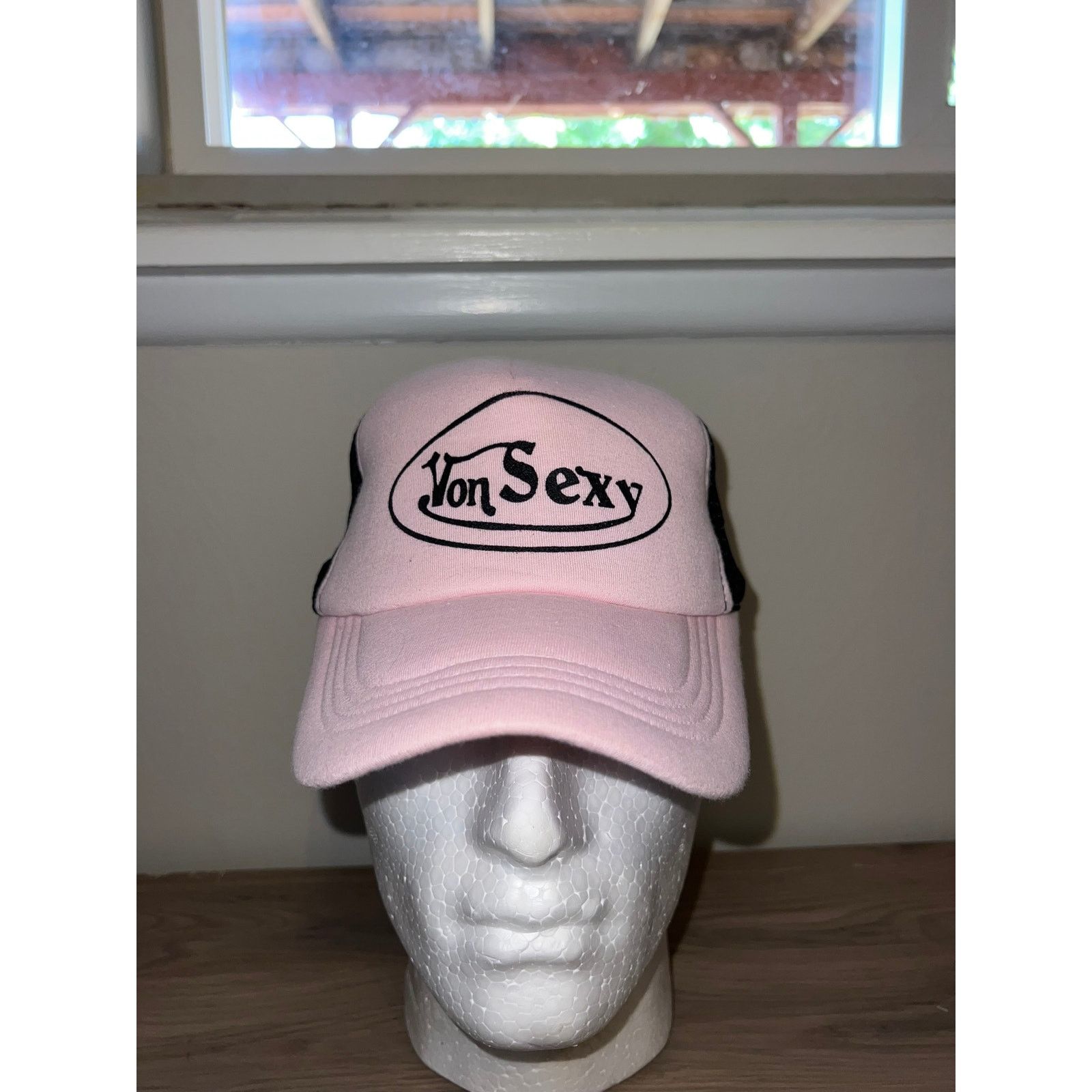 Vintage Y2K Von Sexy Pink Black Trucker Hat Designer Spoof 2000s OS Size ONE SIZE - 1 Thumbnail