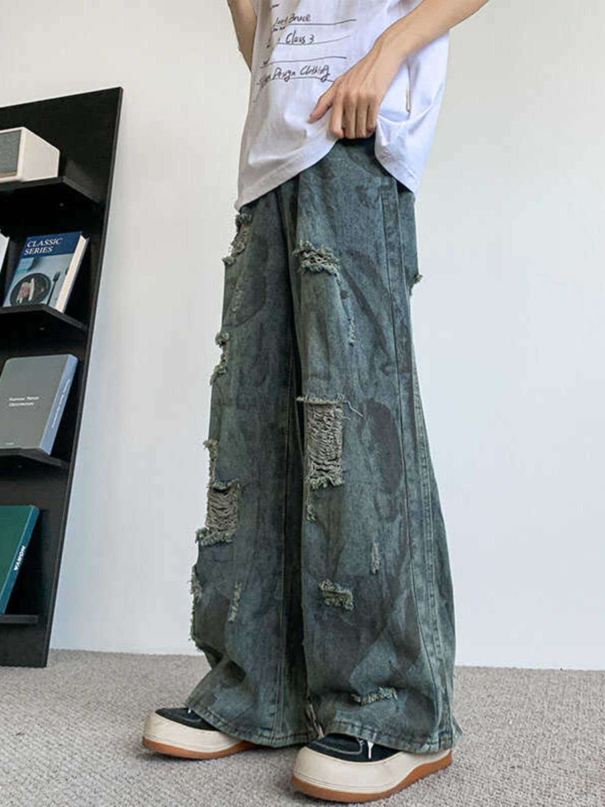 Japanese Brand × Vintage Broken jeans men's straight casual washed sports retro pants Size US 32 / EU 48 - 3 Thumbnail