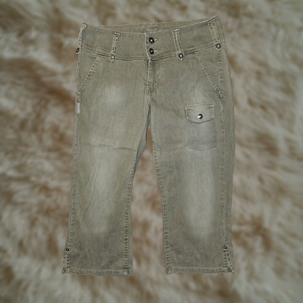 Silver Jeans Co. VINTAGE Silver Jeans Capris Womens 29 Gray Low Rise Flap Pockets Y2K Slit Casual Preppy Size 29" - 1 Thumbnail