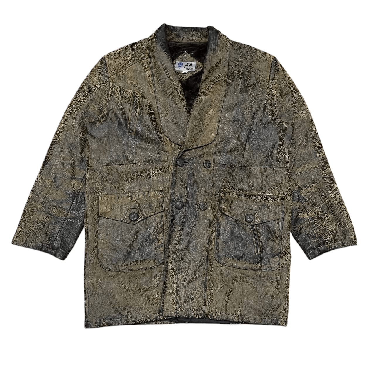 Vintage Yulan Leather Coat Snake Skin Pattern