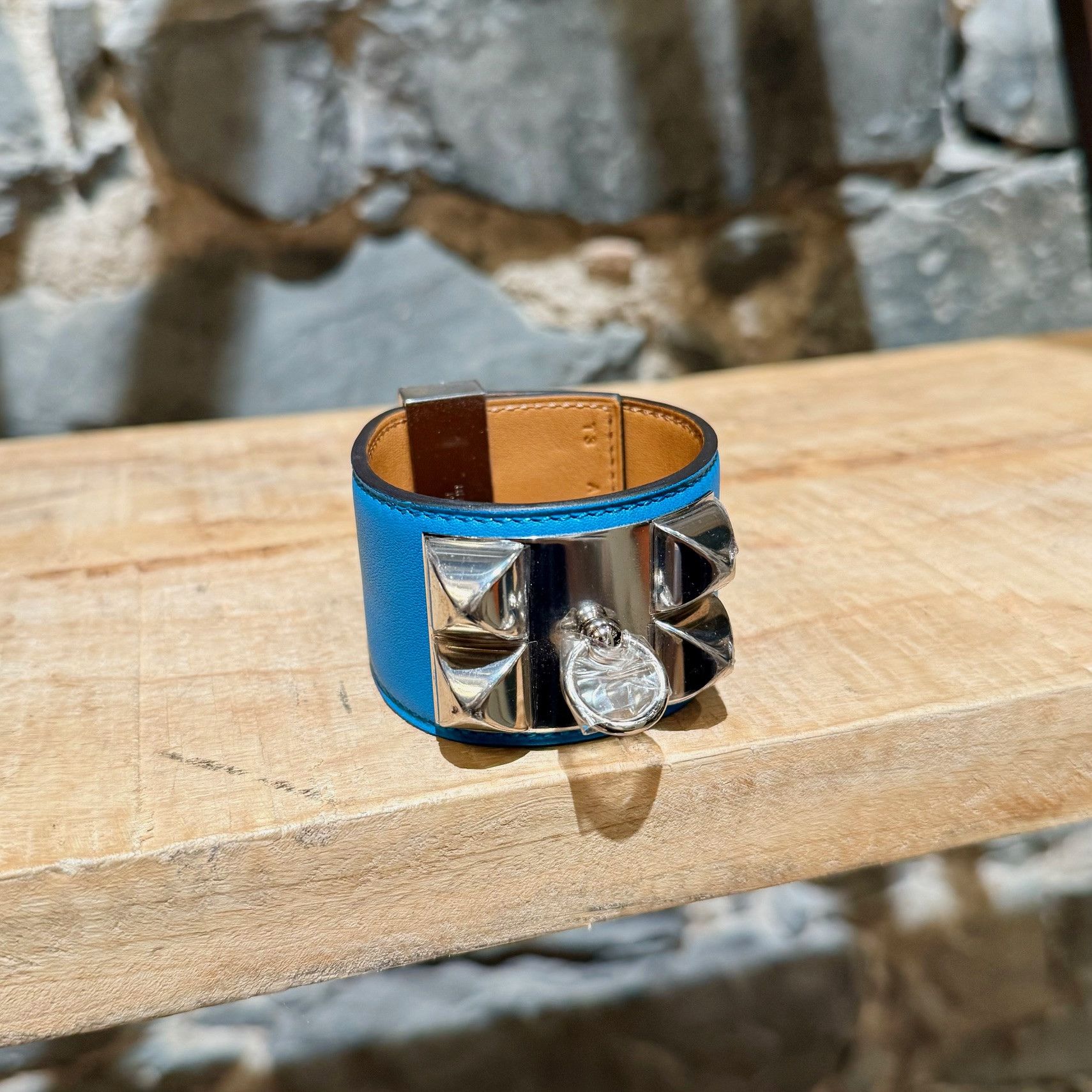 Hermes Hermès Zanzibar Blue Palladium HW Collier De Chien Bracelet Size ONE SIZE - 3 Thumbnail
