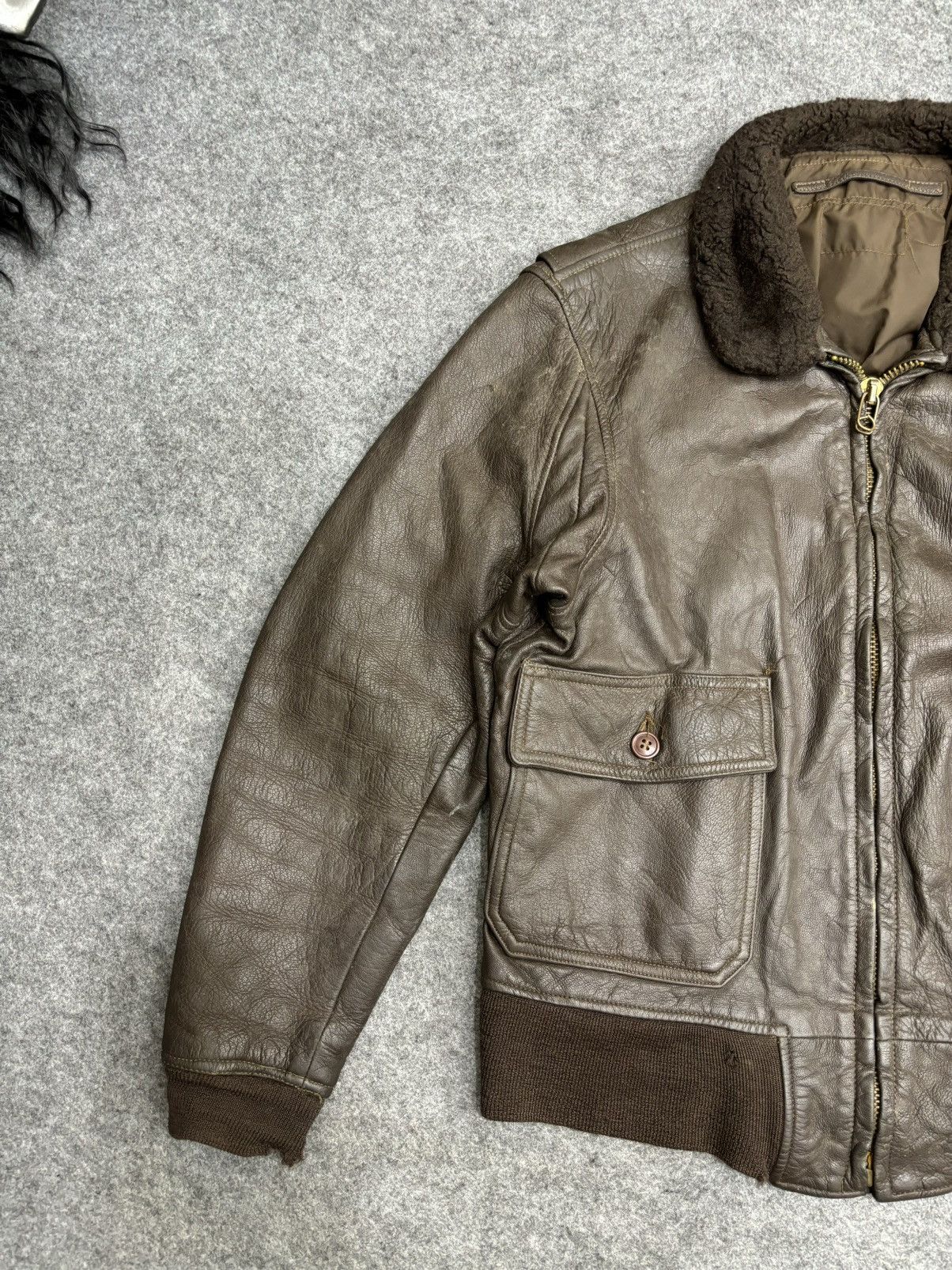 Vintage 💥Vintage 70s💥A2 Flying Jacket USN Leather Jacket Size US S / EU 44-46 / 1 - 5 Thumbnail