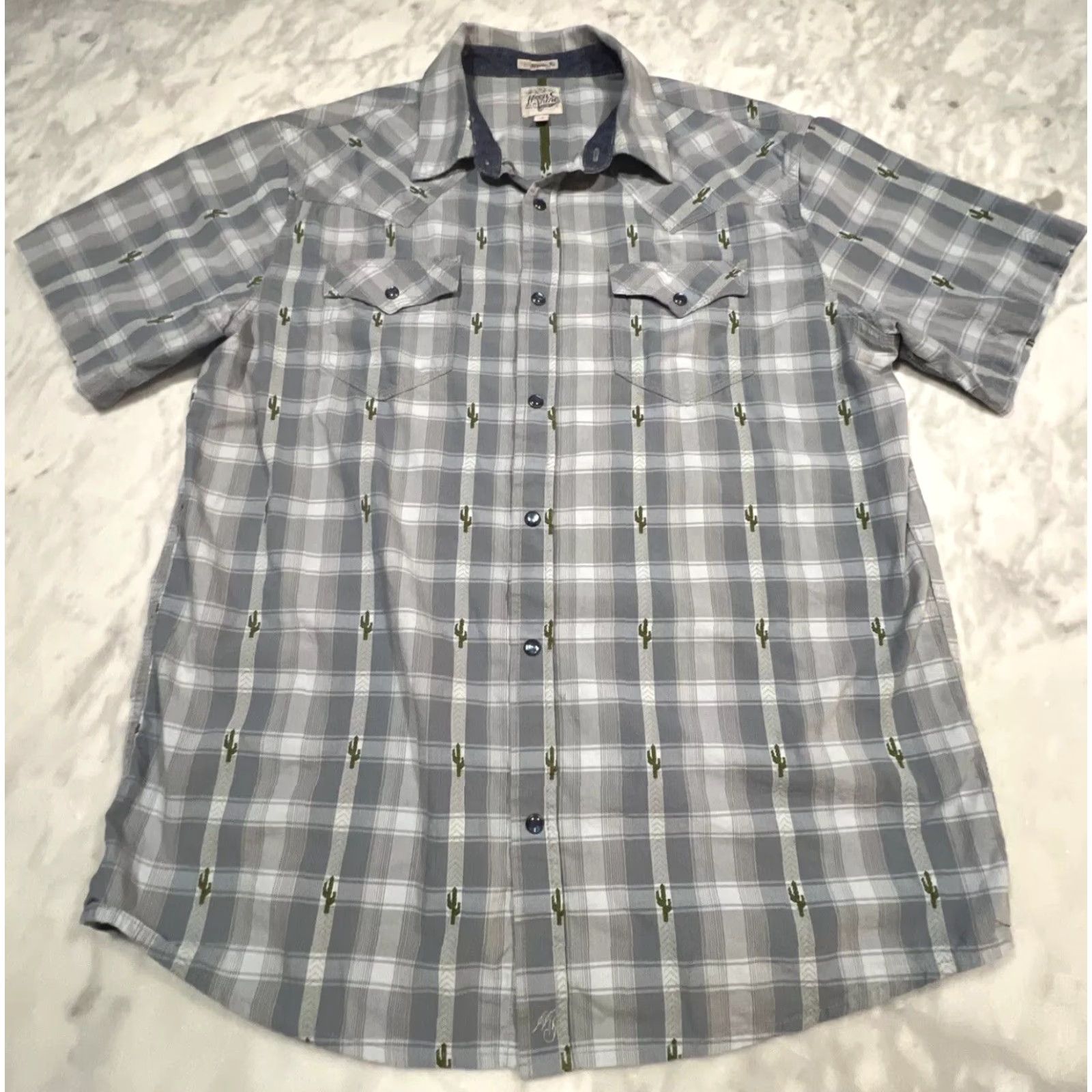 Vintage Moon Shine By Brad Paisley Pearl Snap Western Men’s Large Plaid Cactus Go West Shirt mens Large Blue Cotton Embroidered Western Cactus Go West Shirt Size US L / EU 52-54 / 3 - 3 Thumbnail