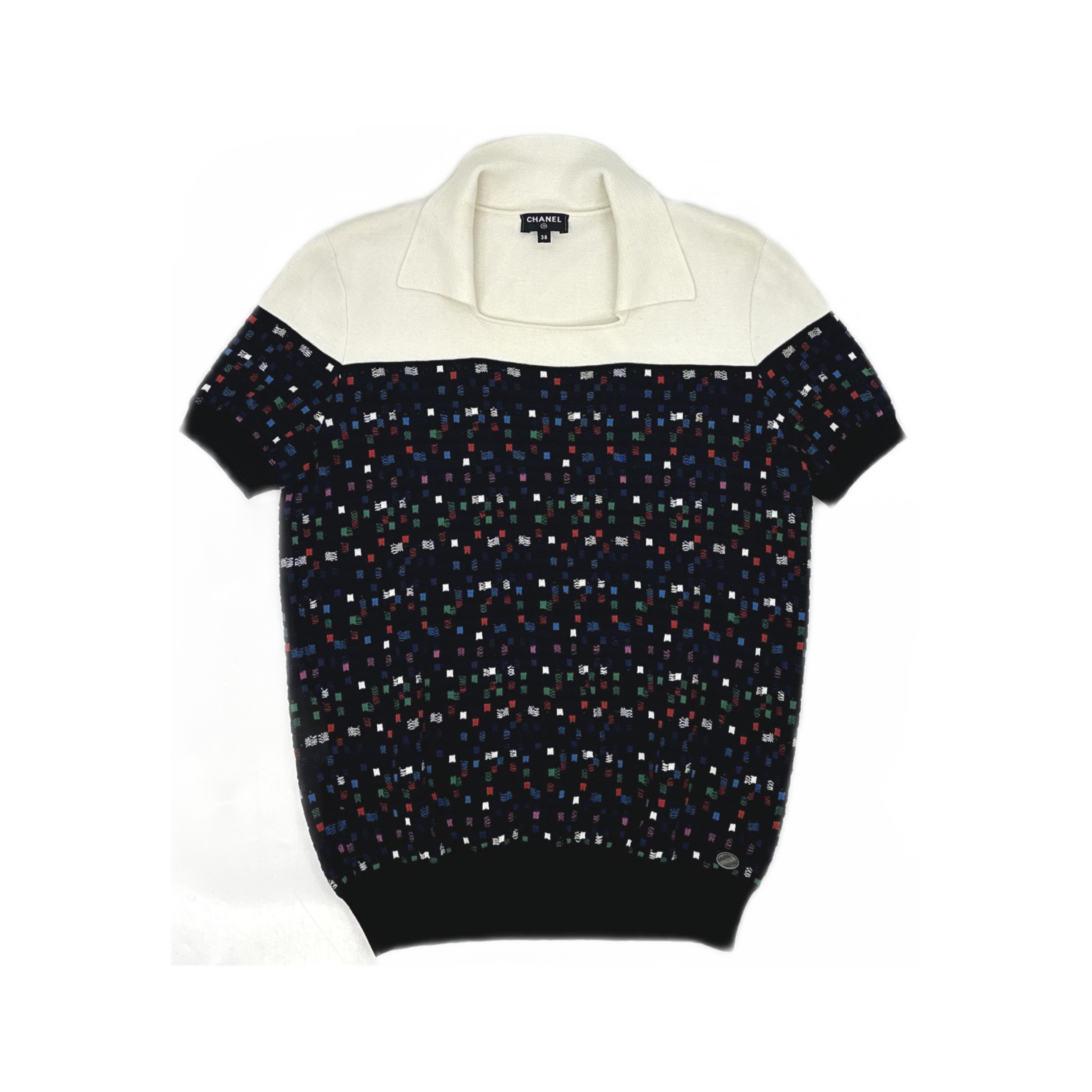 Chanel Chanel Multi-Color Pattern Knit Short Sleeve Top Size 38 Size S / US 4 / IT 40 - 1 Thumbnail