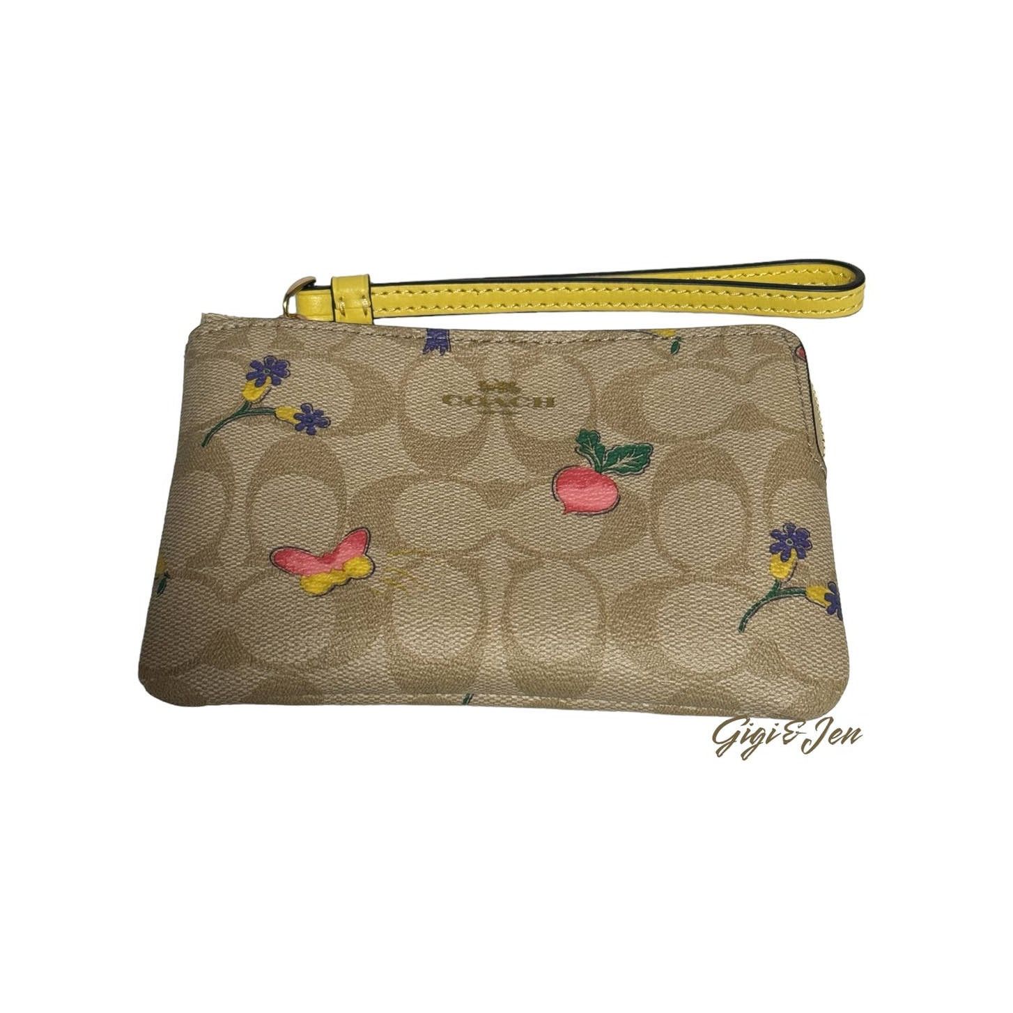Coach Coach Corner Zip Wristlet Signature Canvas W/ Dreamy Veggie Size ONE SIZE - 7 Thumbnail