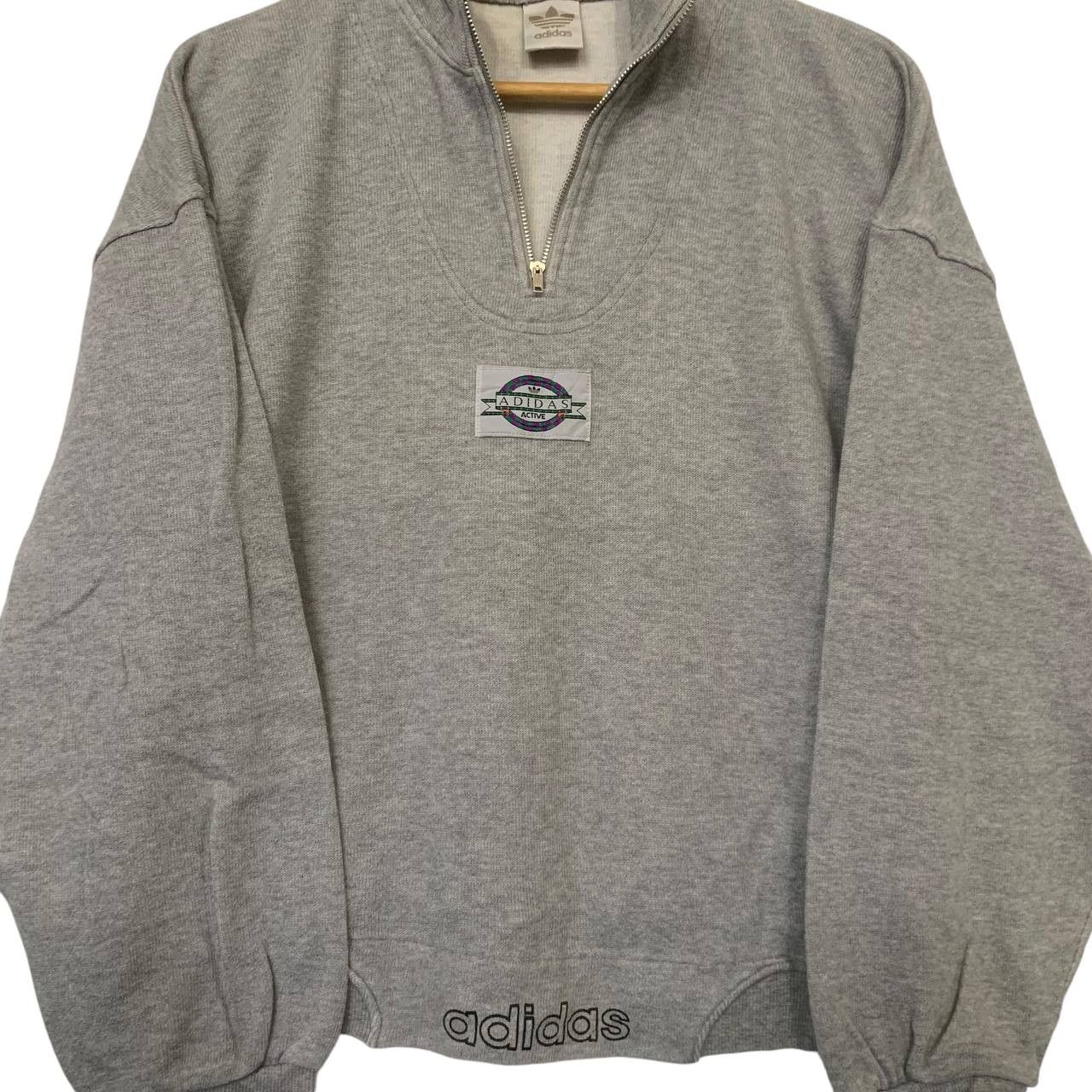 Adidas × Vintage Vintage Adidas Half Zip Jumper 90s Streetwear Grey Medium Size US M / EU 48-50 / 2 - 2 Thumbnail
