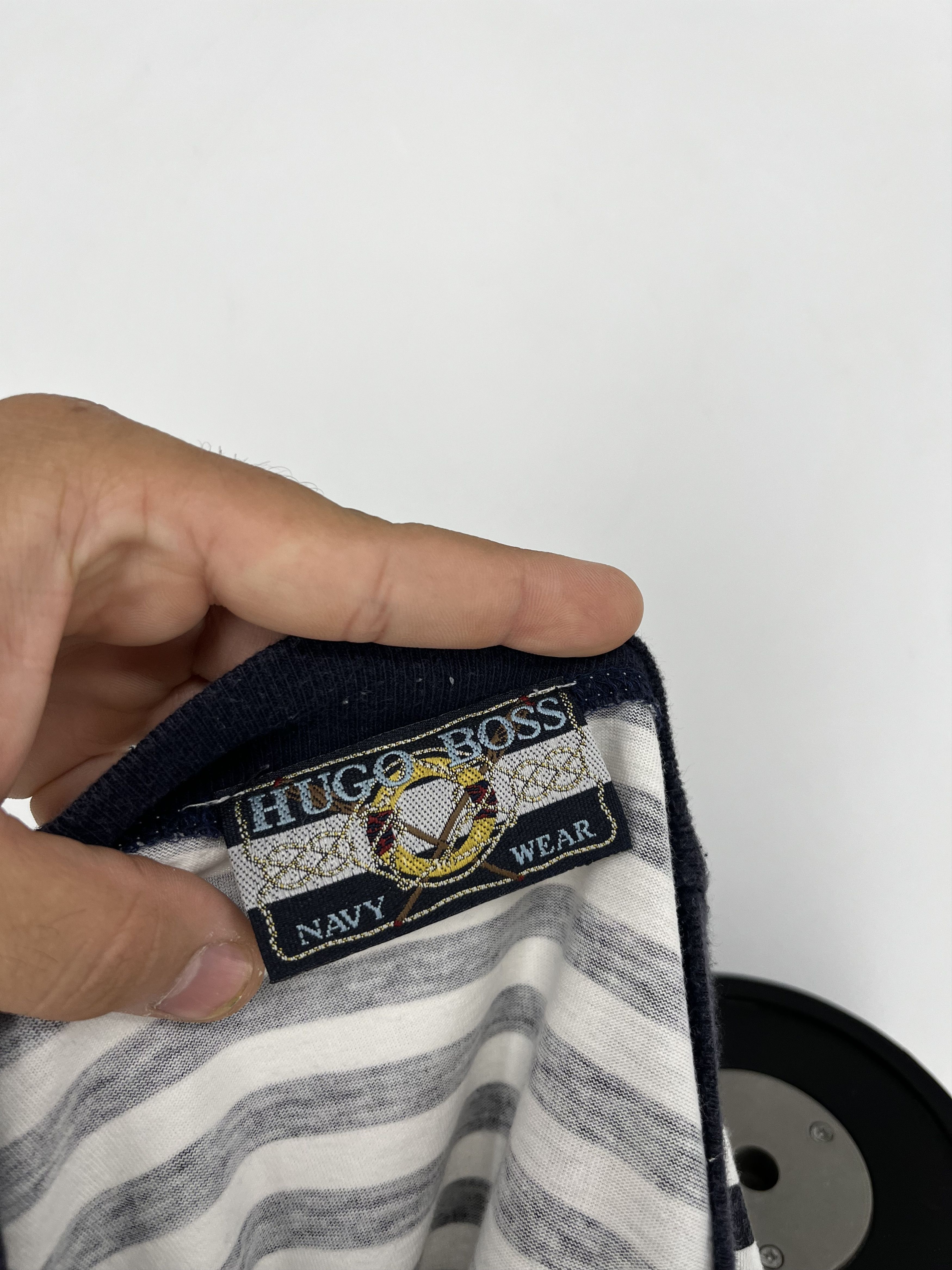 Hugo Boss Vintage Hugo Boss Nawy Wear 80s 90s Big Logo Tee Spell Out Size US XXL / EU 58 / 5 - 12 Thumbnail