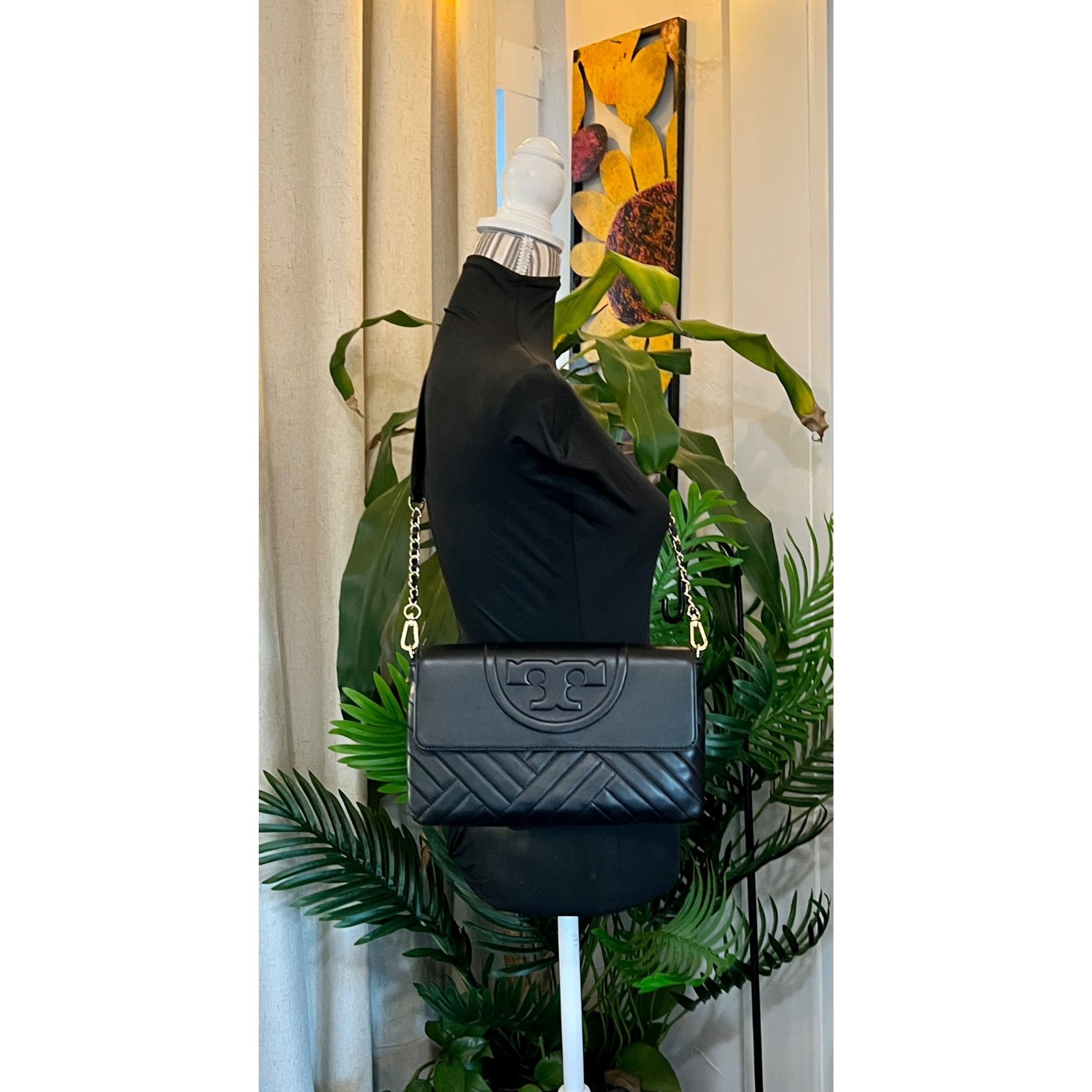 Tory Burch ✺✺ AUTHENTIC TORY BURCH Black Quilted Leather Fleming Handba Size ONE SIZE - 11 Thumbnail