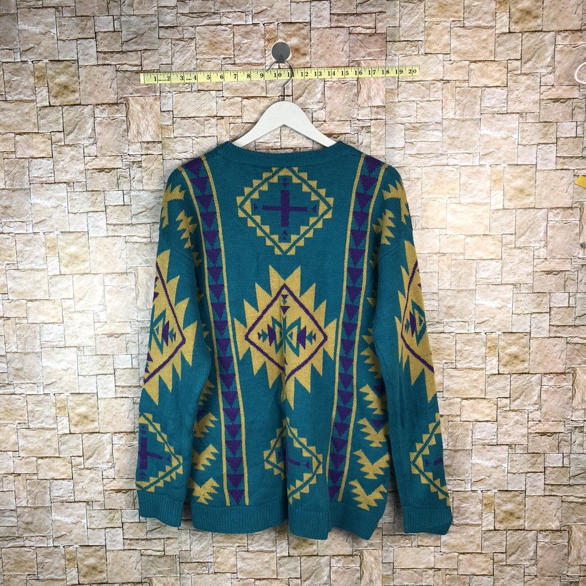 Japanese Brand Anap navajo art Blue sweatshirt Knitwear #A1092 Size US L / EU 52-54 / 3 - 12 Thumbnail