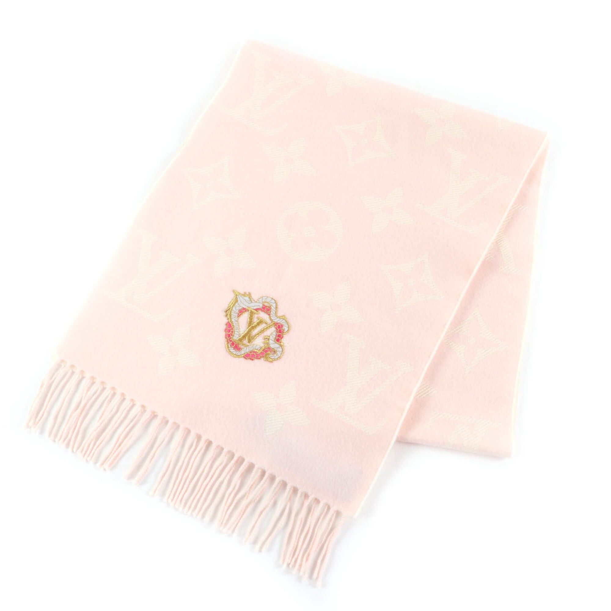 Louis Vuitton LOUIS VUITTON (Louis Vuitton) 2023 model M79522 100% Wool LV Essential Precious Dragon Fringe Scarf Pink Off-White 170cm x 34cm Comes with Box Made in Italy Authentic Women's Size ONE SIZE - 1 Thumbnail
