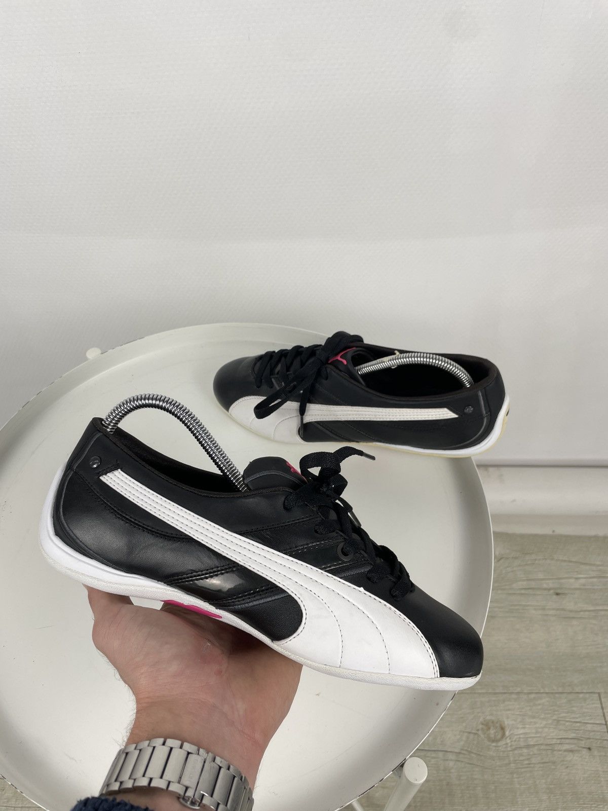 Ferrari × Puma Deatstock Rare Y2K Jet Speed Cat Leather Black Laces Low Moto Sneakers Shoes Size US 8.5 / IT 38.5 - 1 Thumbnail