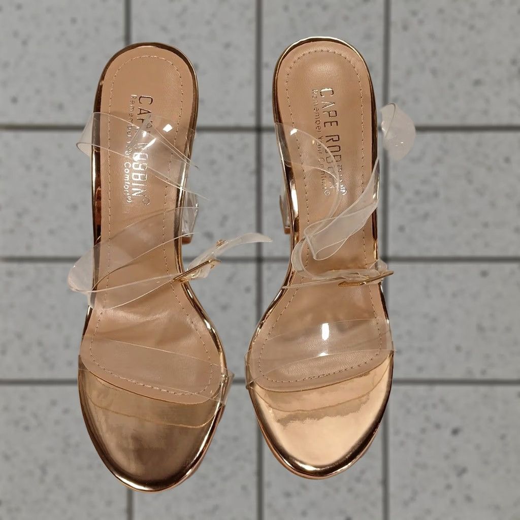 Vintage Cape Robbin Maria-2 Women’s Rose Gold Clear Strap Heeled Sandals Size 5.5 Sandal Womens Rose Gold Stiletto Casual Birthday Cushioned UV? Size US 6 / IT 36 - 1 Thumbnail
