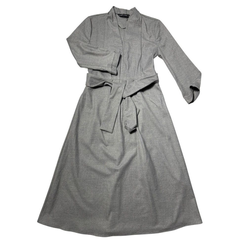 Zara NWT New Zara Long Sleeve V-Neck Belted Grey Dress Size S Size S / US 4 / IT 40 - 5 Thumbnail