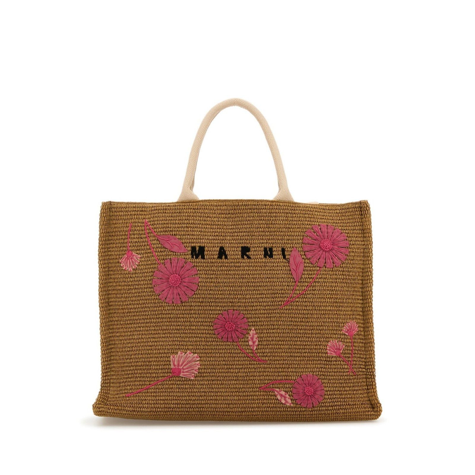Marni MARNI Flower Brown Beige Raffia Shoulder Bag New & Authentic Size ONE SIZE - 1 Thumbnail