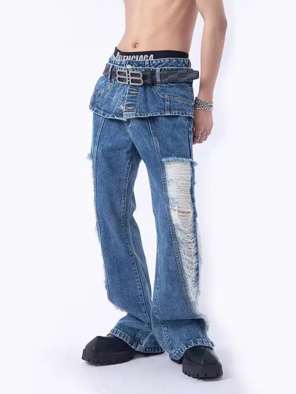 VIBE Street fringed side ripped bootcut jeans Size US 32 / EU 48 - 3 Thumbnail