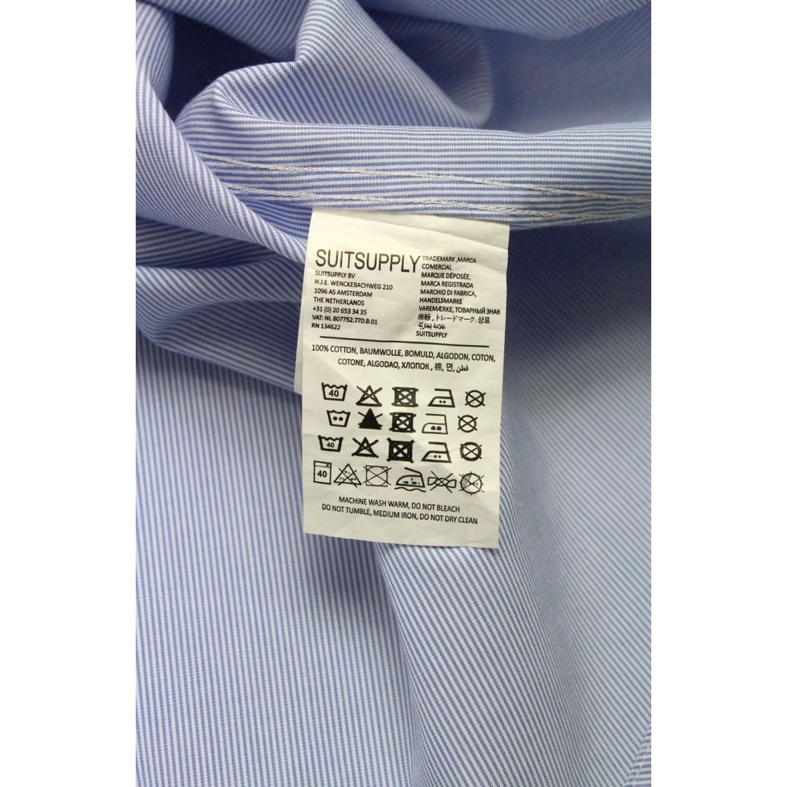 Suitsupply Suitsupply Pinstriped Dress Shirt Formal Extra Slim Fit 39 / 15 1/2 Blue Mens Shirt Size 40R - 7 Thumbnail