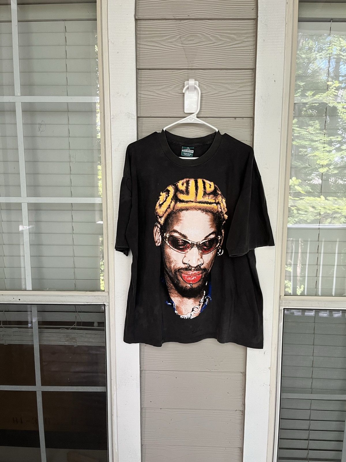 image of NBA x Rap Tees Vintage Bootleg Dennis Rodman Tee in Black, Men's (Size XL)