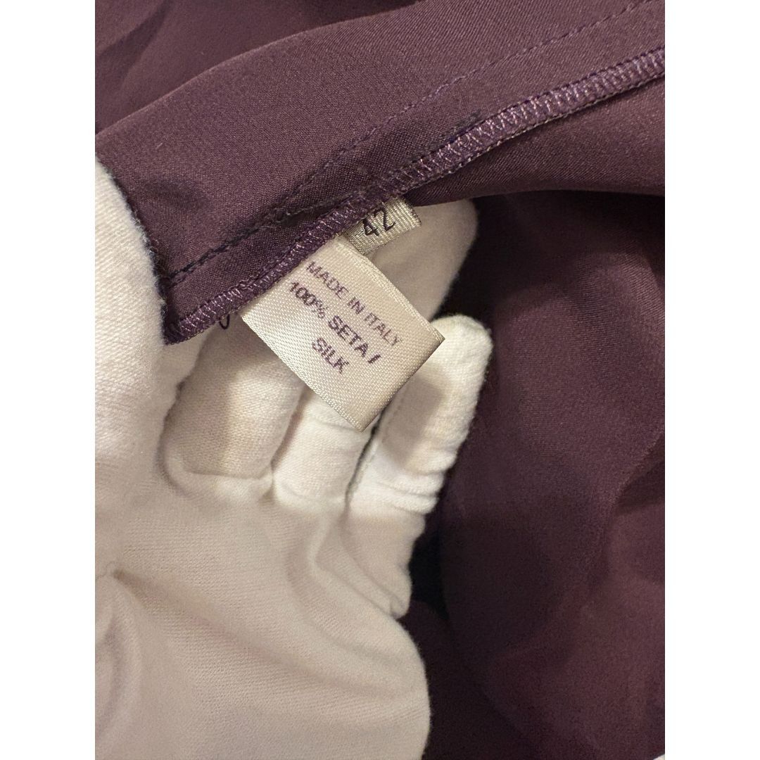 Bottega Veneta Bottega Veneta Silk V-Neck Button-Up Top in Burgundy Size M / US 6-8 / IT 42-44 - 4 Thumbnail