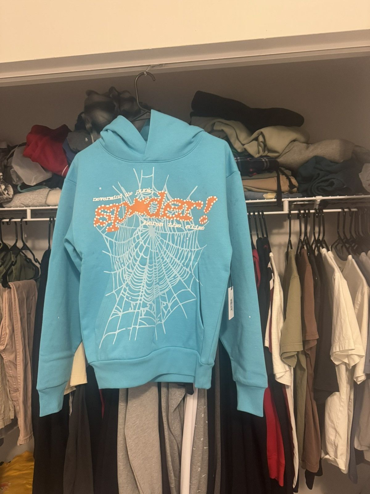 Sp5der Sp5der punk V2 hoodie ‘cyan’ Size US XS / EU 42 / 0 - 1 Thumbnail