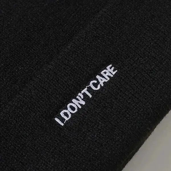 Designer I don’t care knitted Hat Size ONE SIZE - 2 Thumbnail