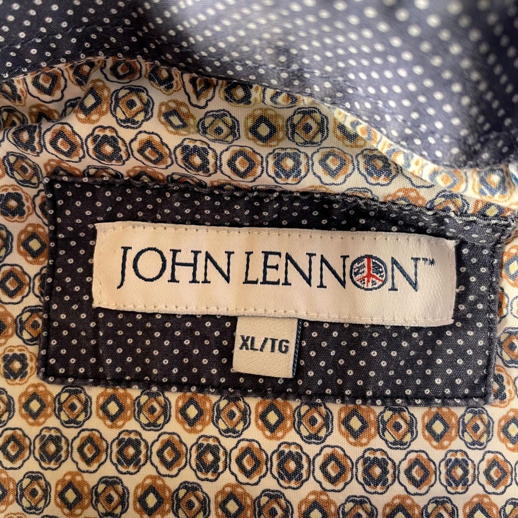 Vintage John Lennon Shirt Mens XL Long Sleeve Blue Orange Geometric Print 100% Cotton Size US XL / EU 56 / 4 - 2 Thumbnail