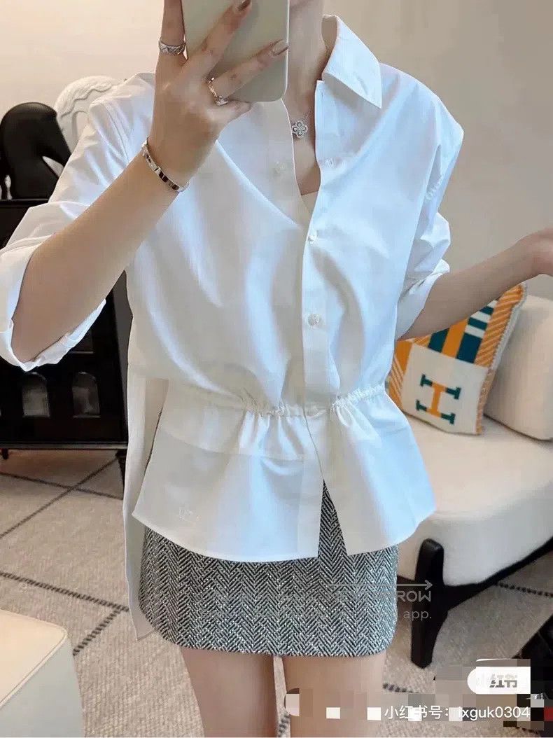 Hermes Hermes Design white waist-tie shirt Size XS / US 0-2 / IT 36-38 - 7 Thumbnail