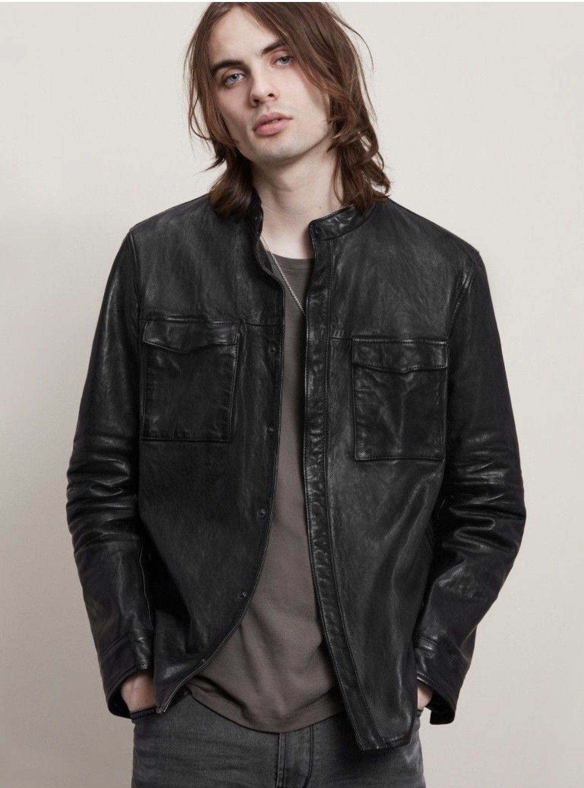 John Varvatos Leather Shirt Jacket Small Size US S / EU 44-46 / 1 - 1 Thumbnail
