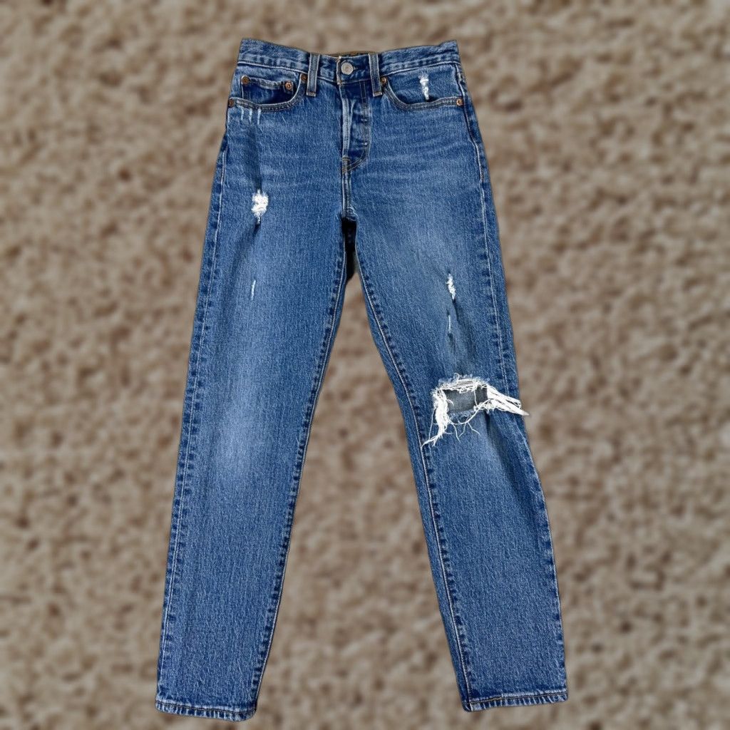Levi's VINTAGE Levi's Jeans Womens 24 Denim Wedgie Fit Distressed Mid Rise Blue 5-Pocket Regular Regular Fit Boys Womens Size 42" / US 20 - 1 Thumbnail