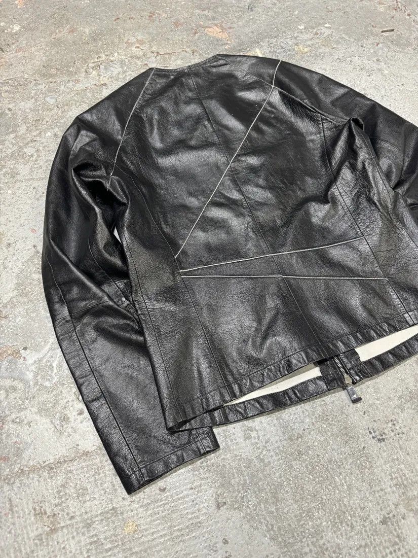 Emporio Armani × Vintage SS2014 Emporio Armani Geometrical Black Leather Jacket Size US S / EU 44-46 / 1 - 5 Thumbnail