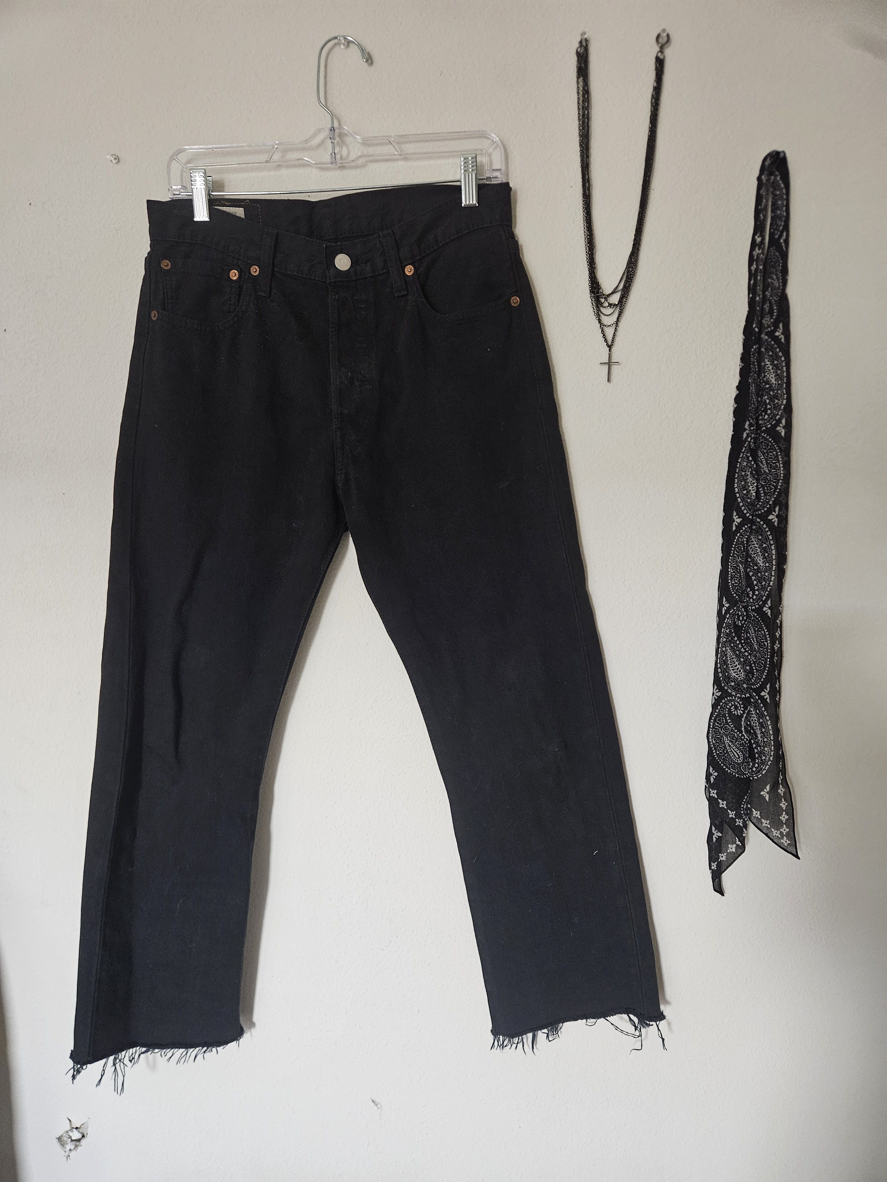 Levi's Levi's Premium 501 Black Raw Hems Size US 31 - 1 Thumbnail
