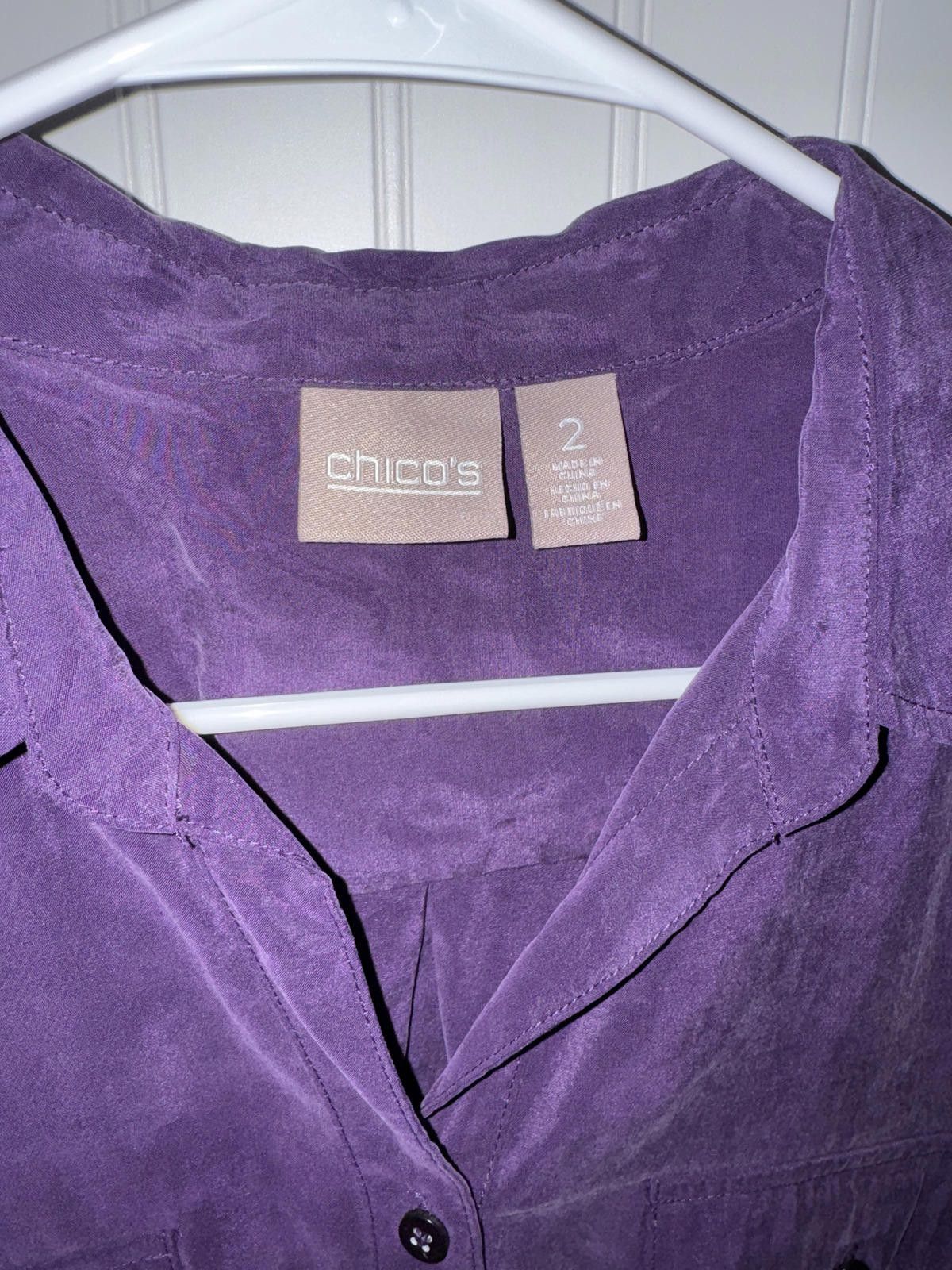 Chicos Chico's Women's Purple Button-Up Shirt Size 2 Size XS / US 0-2 / IT 36-38 - 3 Thumbnail