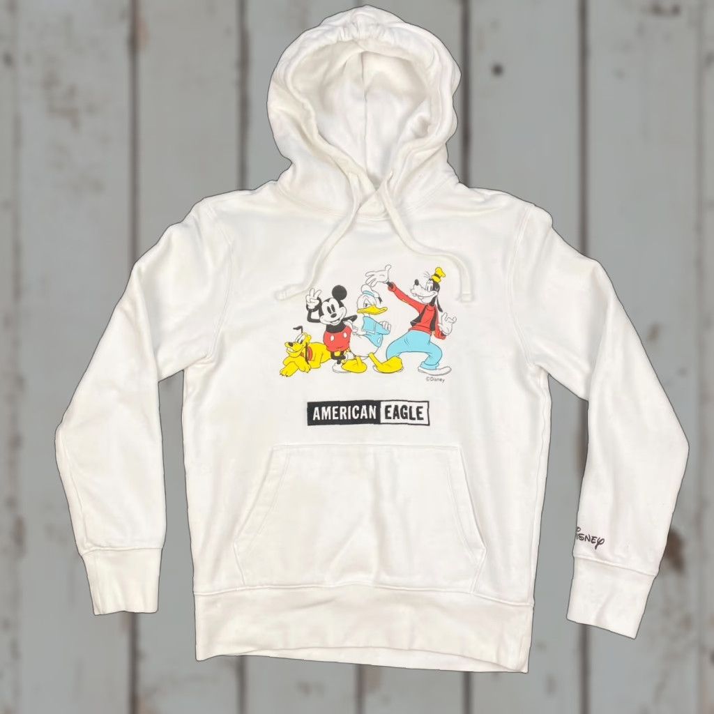 American Eagle Outfitters VINTAGE? No. Disney X AE American Eagle Hoodie Sweater XS White Mickey Donald Goofy Pluto Shirt? Size XS / US 0-2 / IT 36-38 - 1 Thumbnail