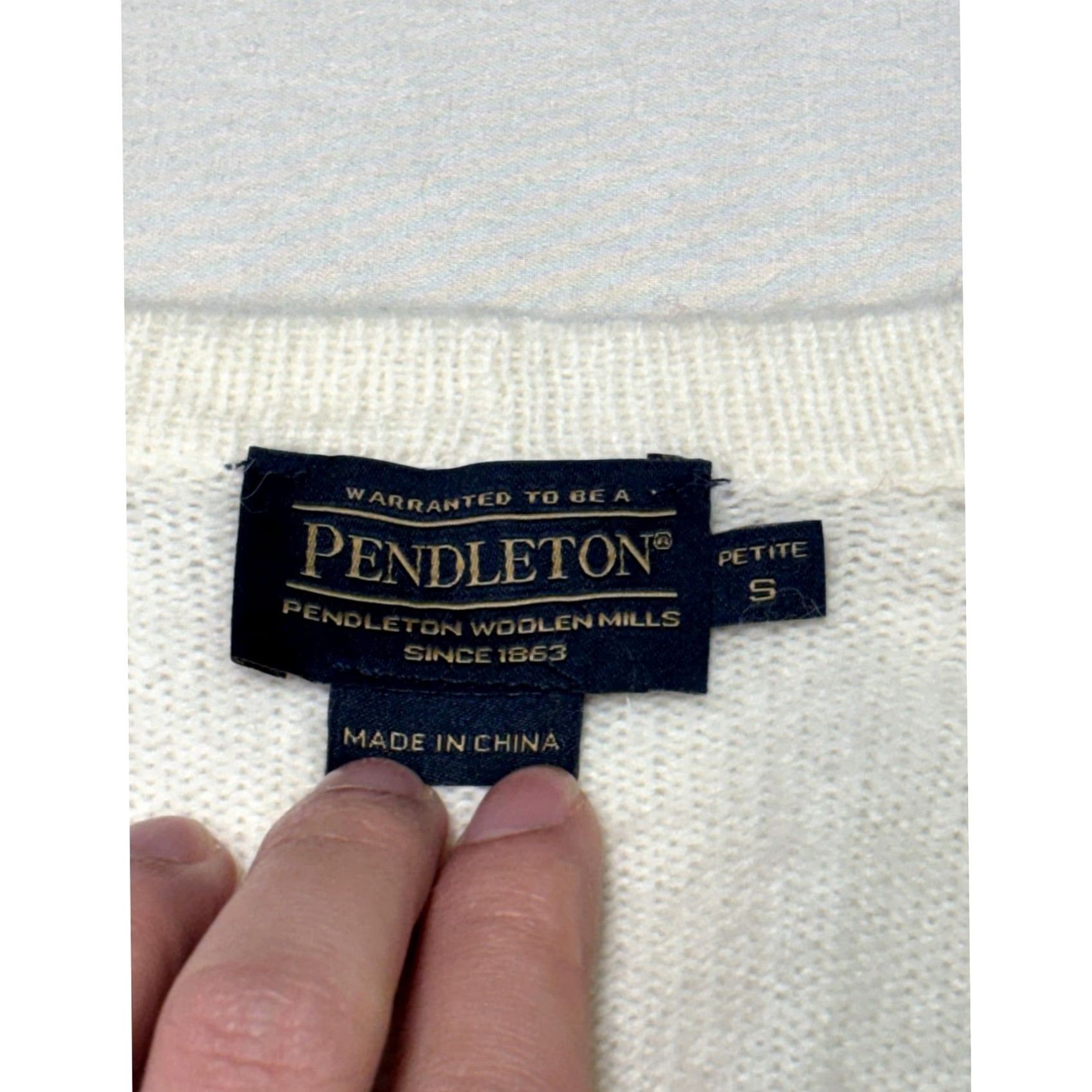 Pendleton Pendleton Cardigan Shirt Ivory Open Front Knit Wool Angora Petite S Size S / US 4 / IT 40 - 3 Thumbnail